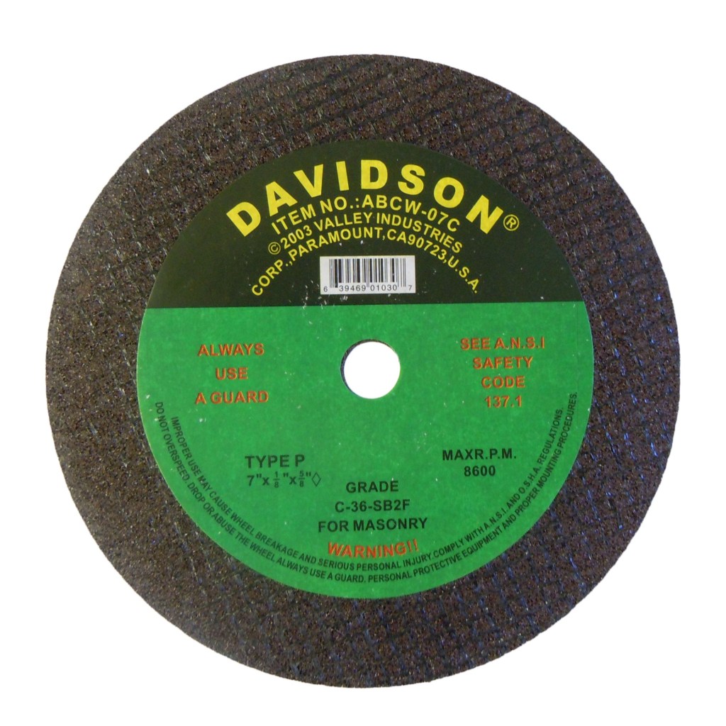 CUT-OFF WHEEL, MASONRY, 7" X 1/8" X 5/8"-DIAMOND