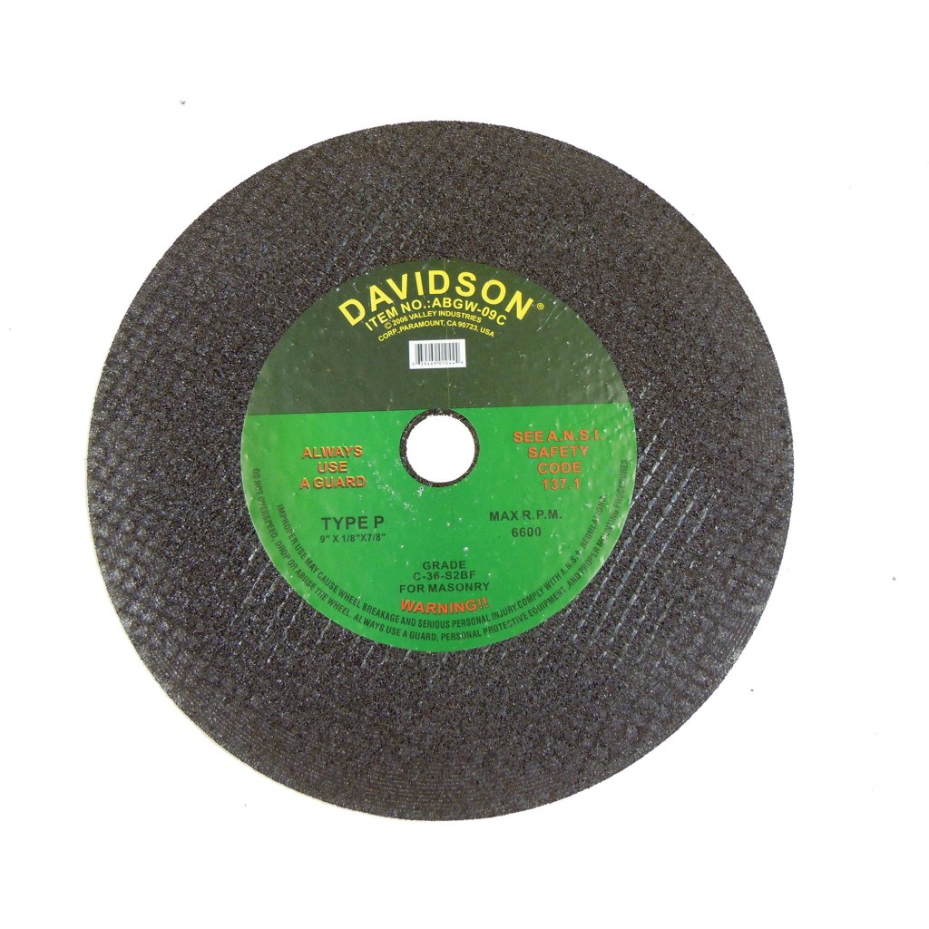 CUT-OFF WHEEL, MASONRY, 9" X 1/8" X 7/8"