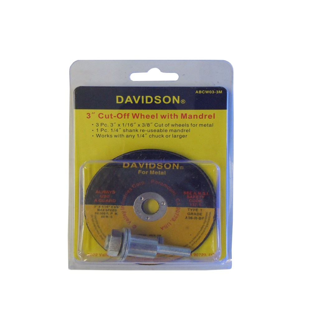 3 PC. 3" METAL CUT-OFF WHEEL WITH 1/4" MANDREL
