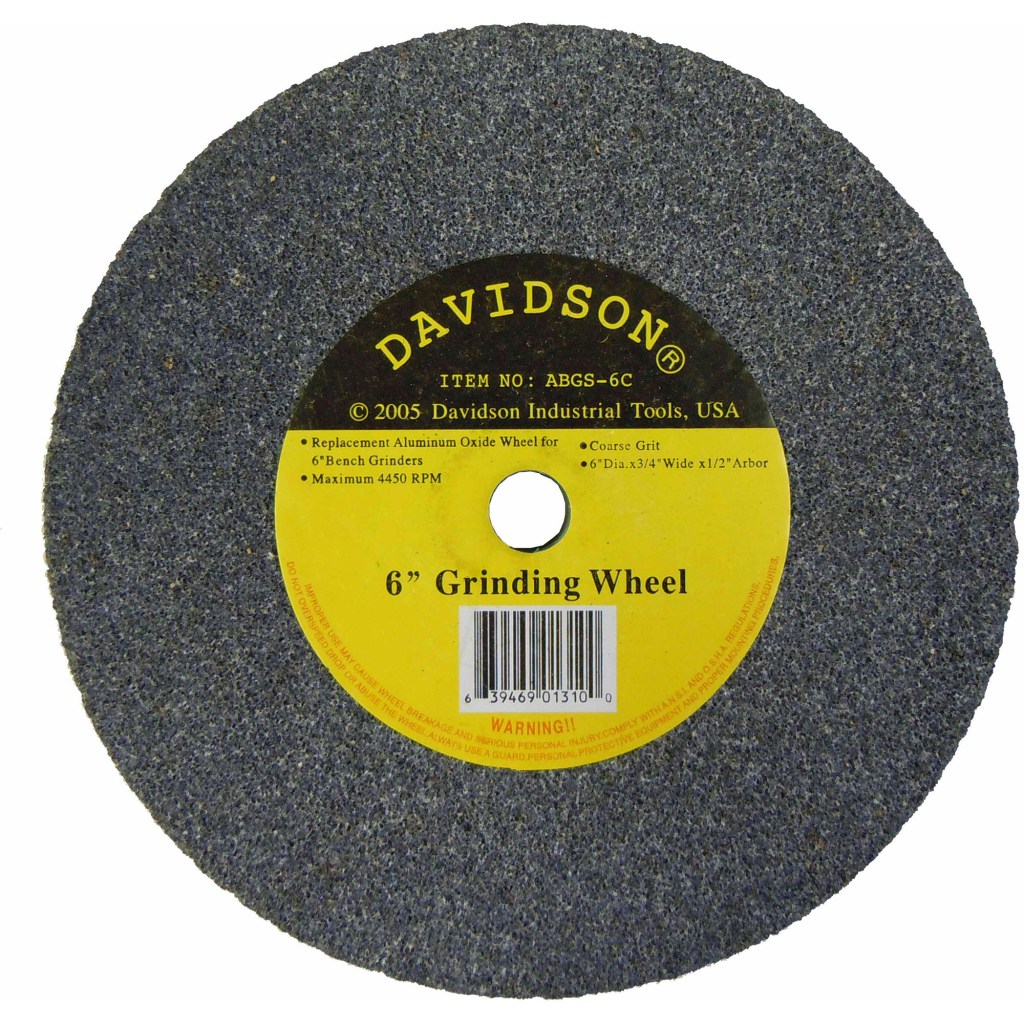 GRINDING STONE WHEEL, 6", 1/2" ARBOR, COARSE