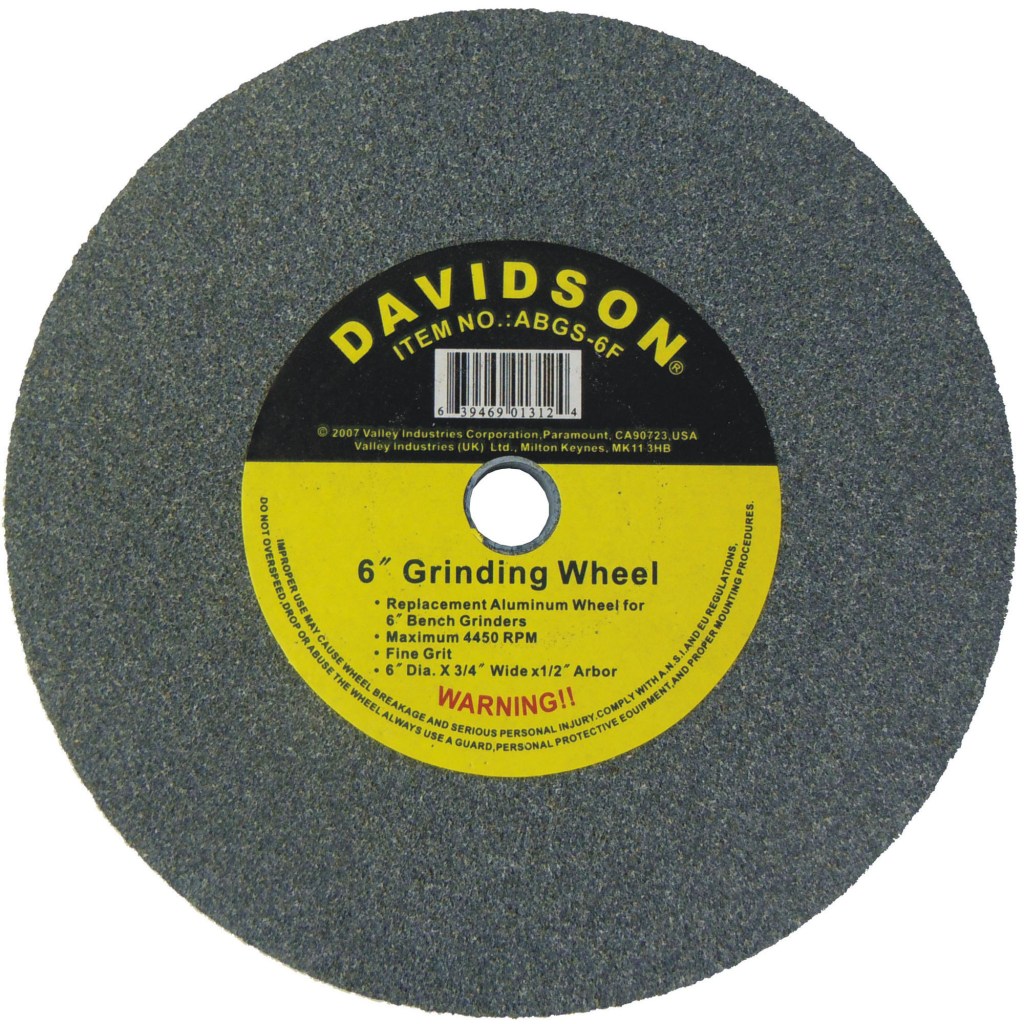 GRINDING STONE WHEEL, 6", 1/2" ARBOR, FINE