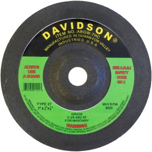 GRINDING WHEEL, MASONRY, 7" X 1/4" X 7/8"
