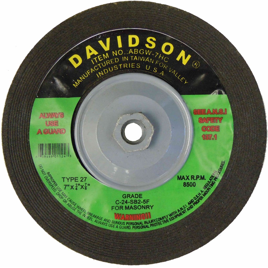 GRINDING WHEEL, MASONRY, 7" X 1/4" X 7/8", 5/8" METAL HUB