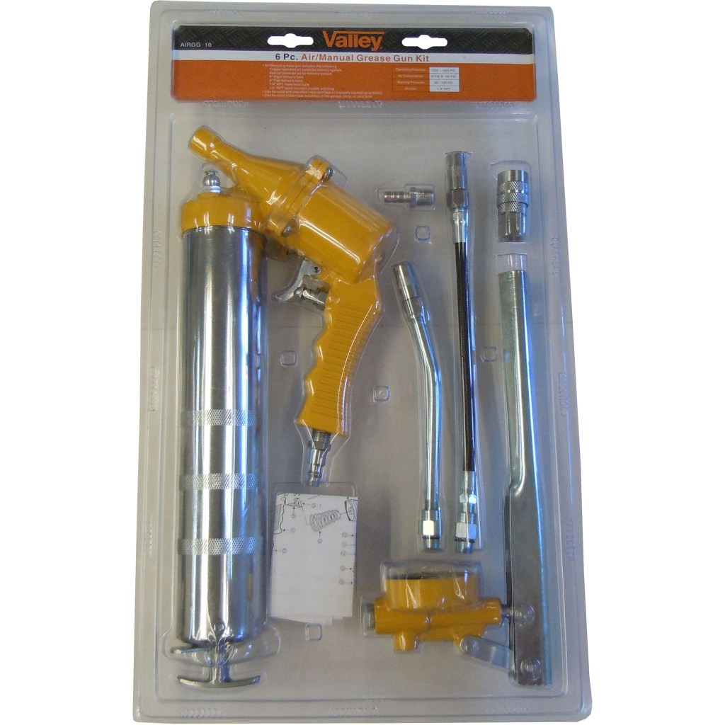 AIR GREASE GUN KIT W/6 ACCESSORIES