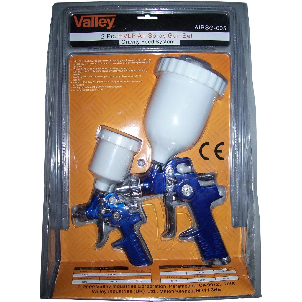2 PC. HVLP AIR SPRAY GUN SET, GRAVITY FEED