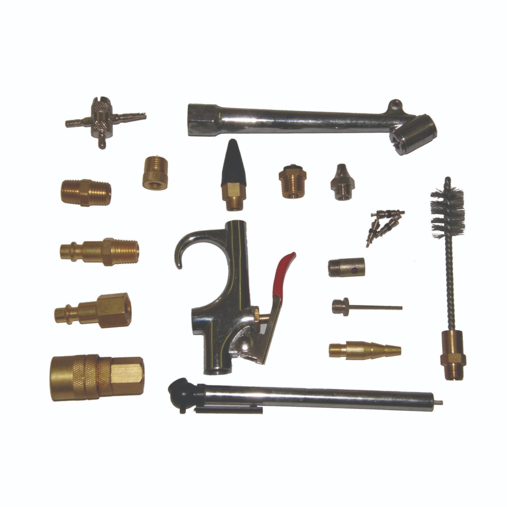 18 PC. PNEUMATIC ACCESSORY SET - SOLID BRASS