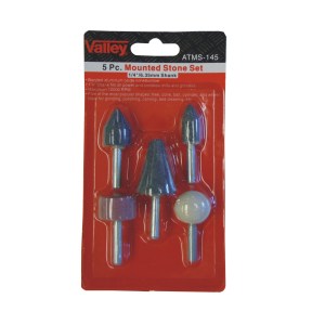 5 PC. MOUNTED STONE SET, 1/4" SHANK