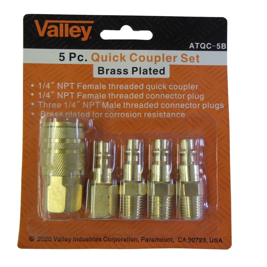 5 PC. QUICK COUPLER SET, BRASS PLATED