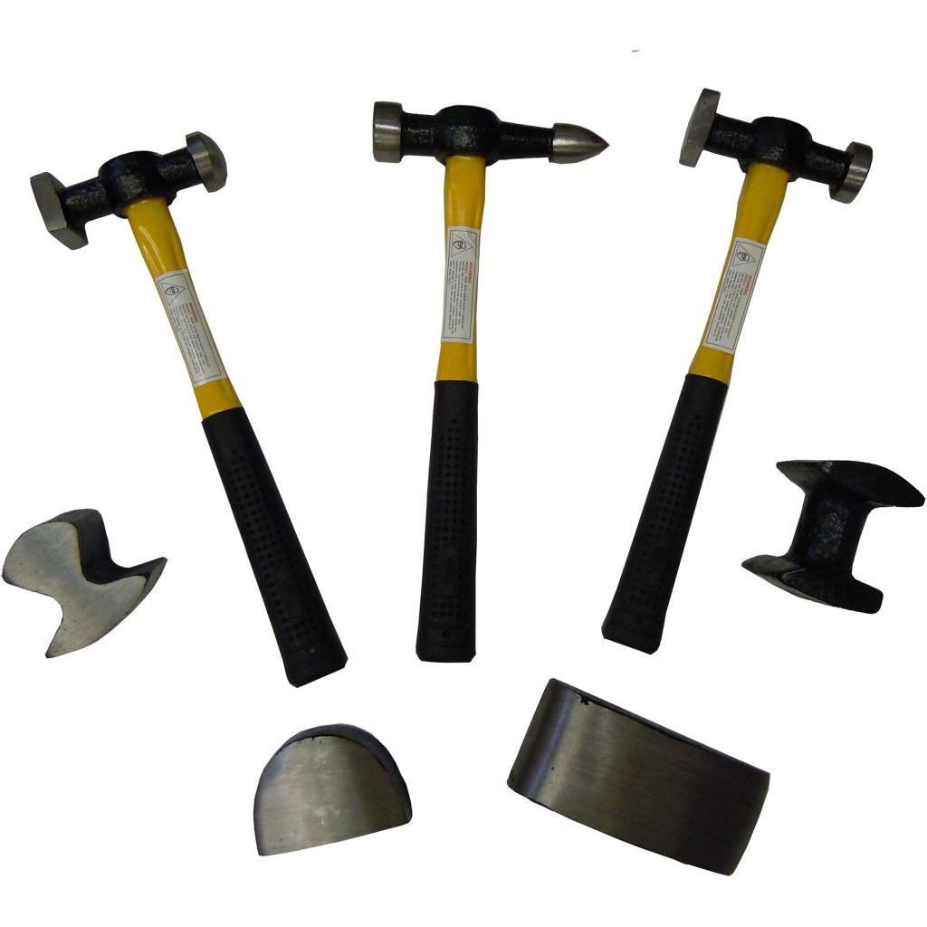 7 PC. AUTO BODY REPAIR KIT, F/G HANDLES, PVC BOX