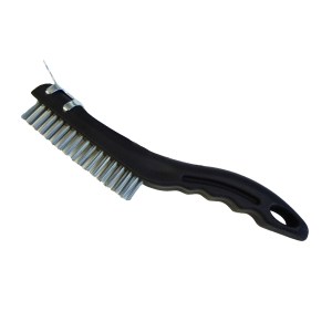 SHOE HANDLE POLY WIRE BRUSH WITH SCRAPER (4 X 16)