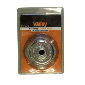 4" CUP WIRE WHEEL. CRIMPED WIRE, 5/8"-11 ARBOR