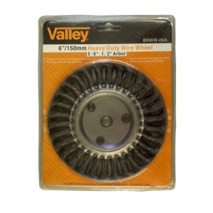 6" HEAVY DUTY WIRE WHEEL, KNOTTED, 1/2" ARBOR