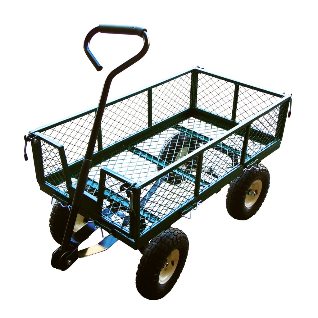 METAL NURSERY CART, FOLD DOWN SIDES, AIR TIRES