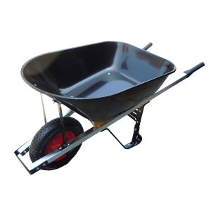6 CUBIC FT. HD STEEL WHEELBARROW, AIR TIRE, 60" STEEL HANDLE