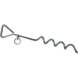 9 MM. X 18" TIE DOWN STAKE, SCREW TYPE, CHROME FINISH