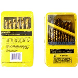 29 PC. DRILL BIT SET, HSS/TITANIUM, 1/2" SHANK, METAL INDEX