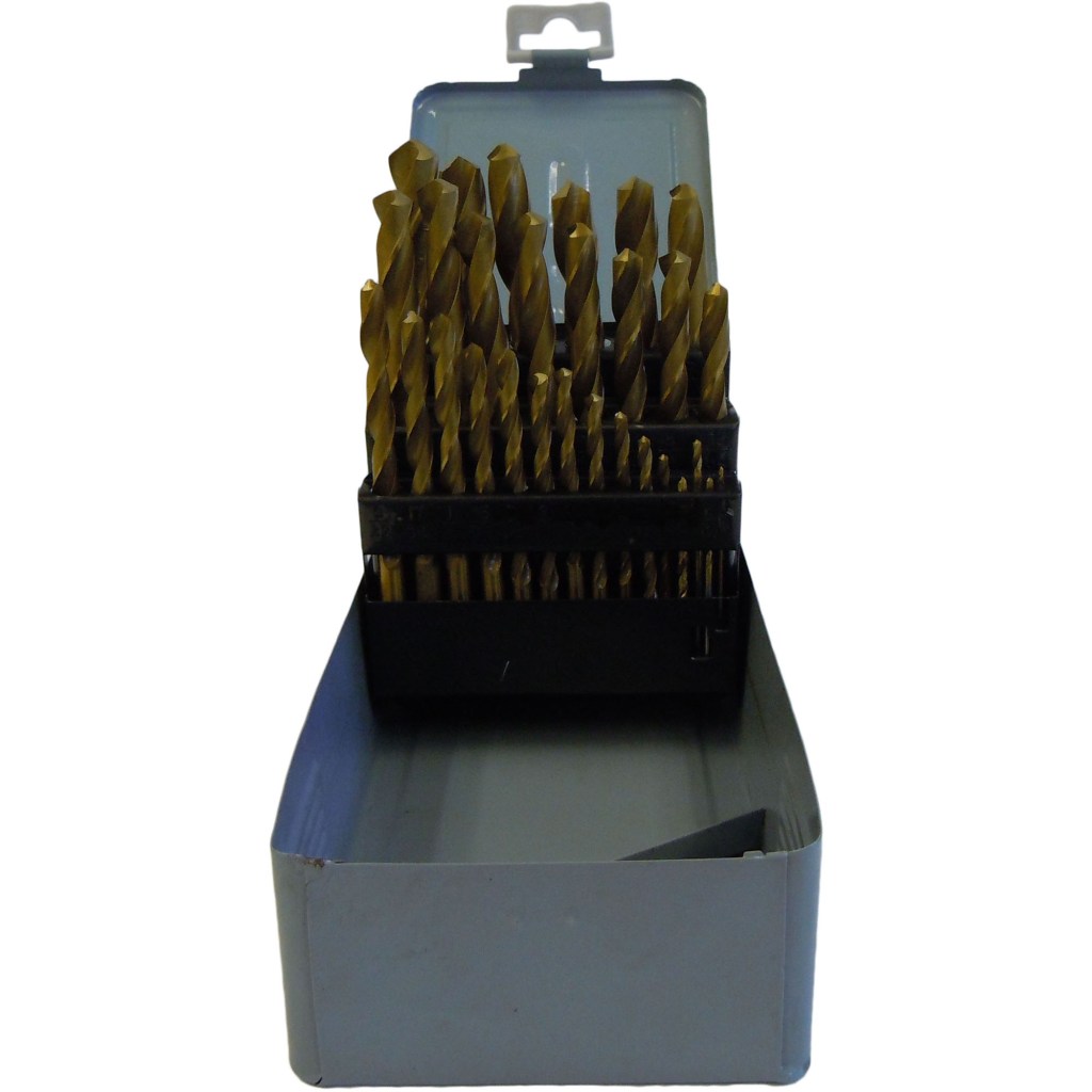 29 PC. DRILL BIT SET, HSS/TITANIUM, 3/8" SHANK, METAL INDEX