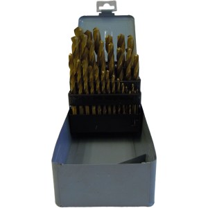 29 PC. DRILL BIT SET, HSS/TITANIUM, 3/8" SHANK, METAL INDEX