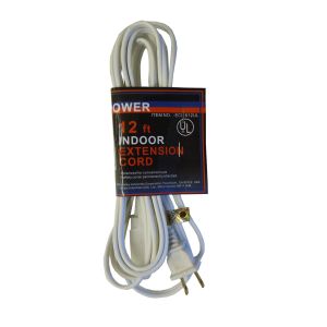 12 FT. 16/2 INDOOR EXTENSION CORD, WHITE (UL)