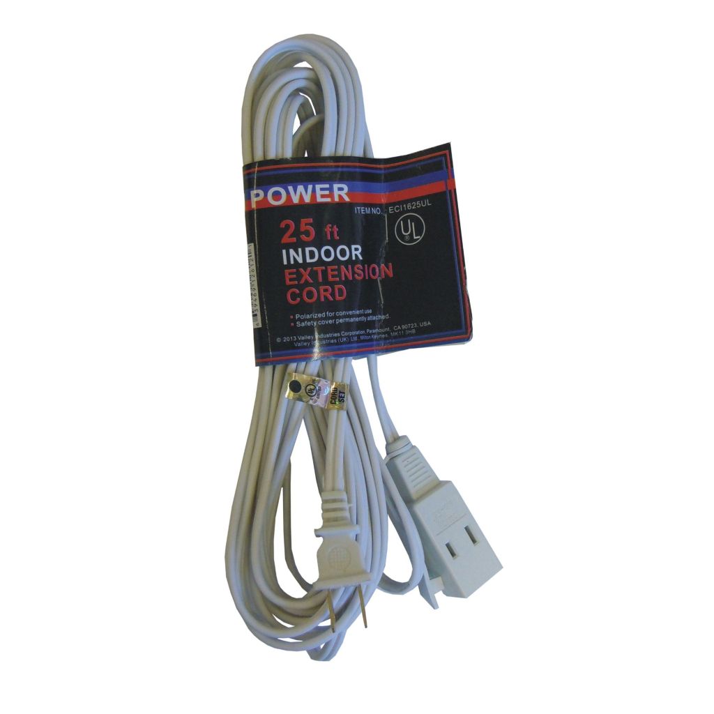 25 FT. 16/2 INDOOR EXTENSION CORD, WHITE (UL)