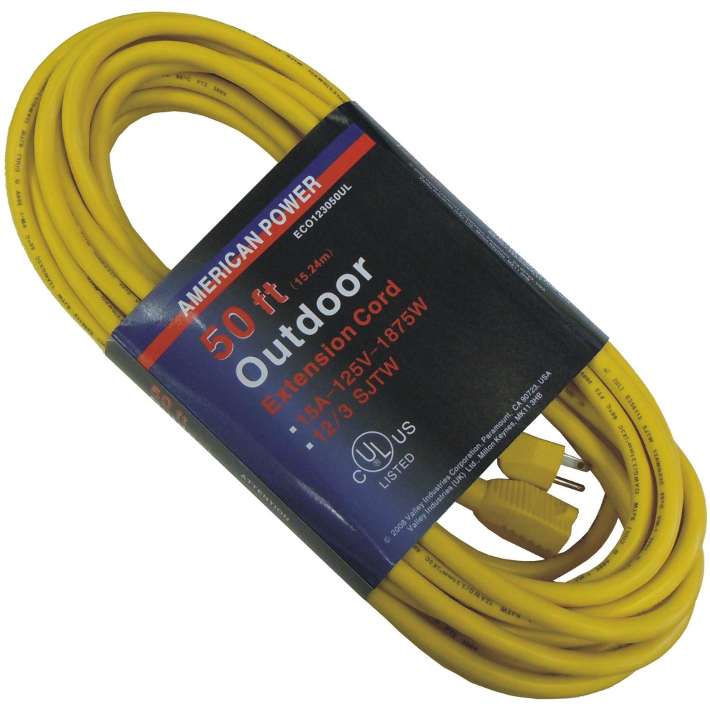 50 FT. 12/3 OUTDOOR EXTENSION CORD, YELLOW (UL)