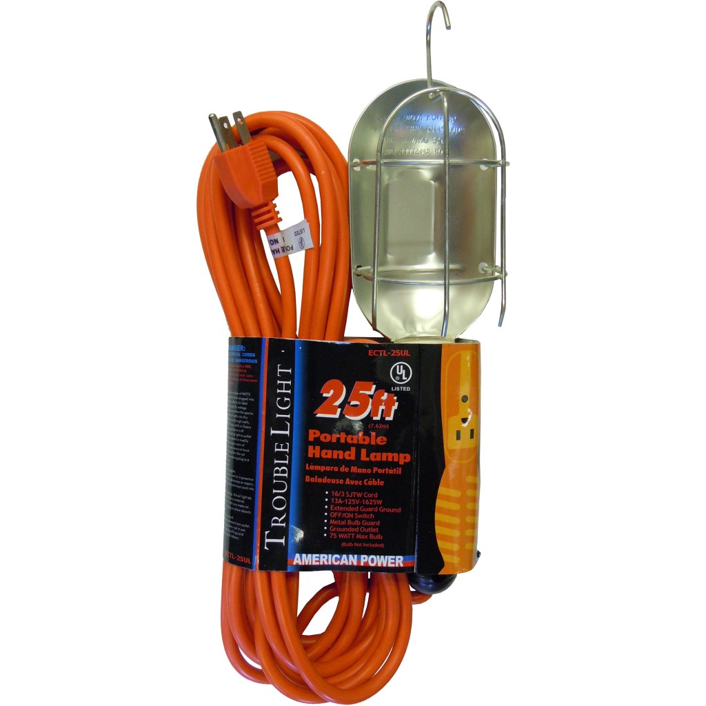 25 FT. 16/3 TROUBLE LIGHT W/METAL CAGE (UL)