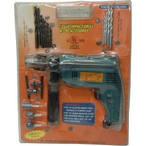 22 PC. 1/2" DR. IMPACT DRILL KIT, CLAMSHELL PACKAGE (UL)