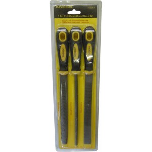 3 PC. 8"/200MM RASP FILE SET, SOFT-TOUCH™ HANDLE