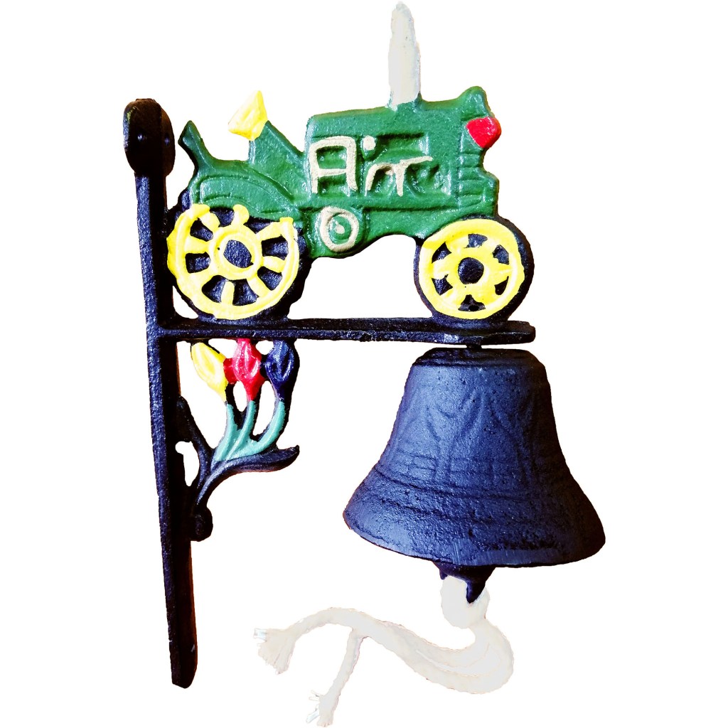53" CAST DOOR BELL - GREEN TRACTOR MOTIF