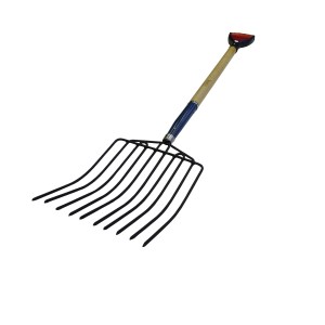 10 TINE MANURE/BEDDING FORK, 30" WOOD HANDLE, D-GRIP