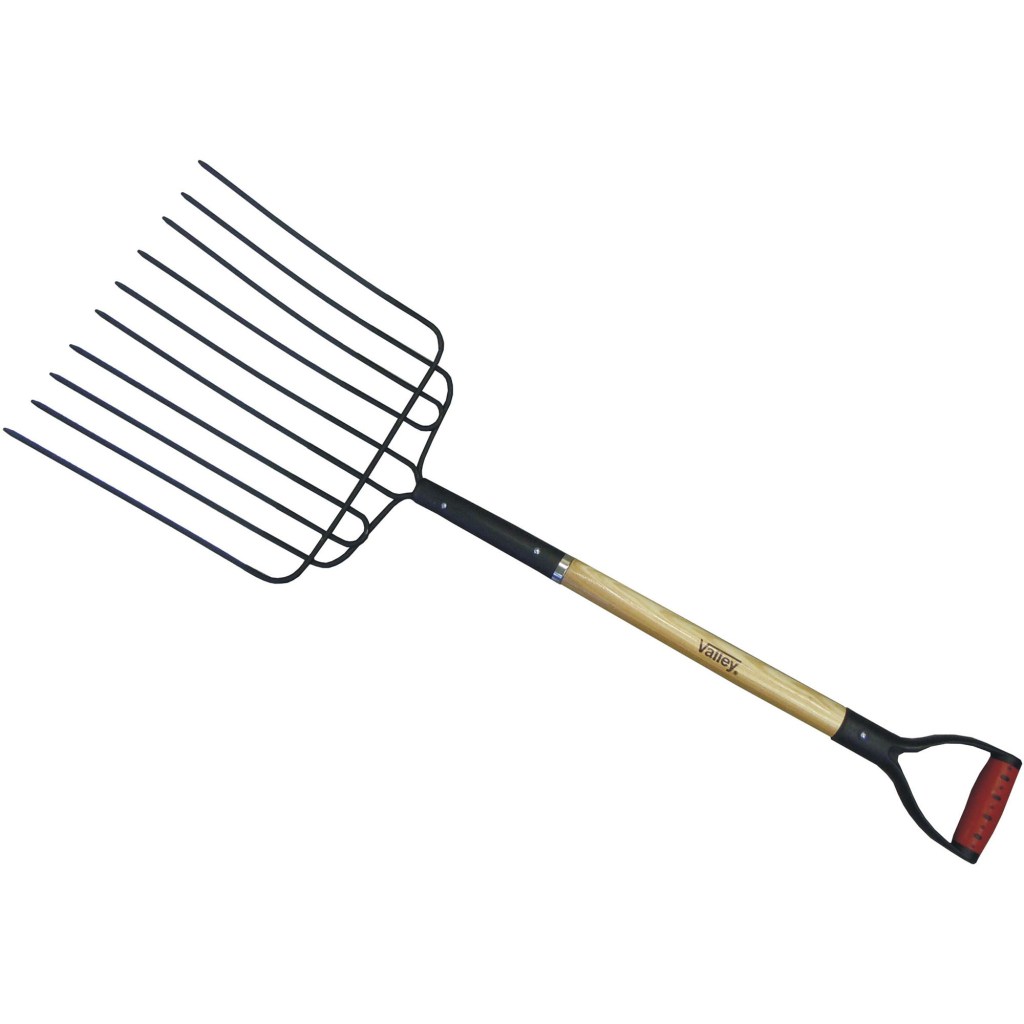 10 TINE ENSILAGE FORK, 30" ASH WOOD HANDLE, D-GRIP