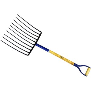 10 TINE FORGED SEED FORK, 30" ASH WOOD HANDLE, D-GRIP - PRO SERIES™