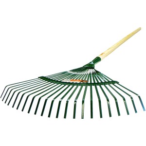 16" X 22T LAWN RAKE,  48" WOOD HANDLE