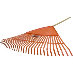 30" X 30T POLY RAKE, 54" HARDWOOD HANDLE (K-D) ORANGE