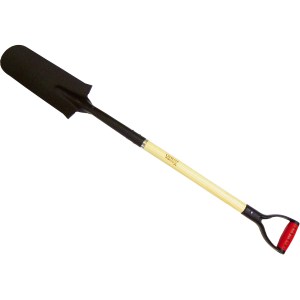 14" DRAIN SHOVEL, 30" D-GRIP WOOD HANDLE