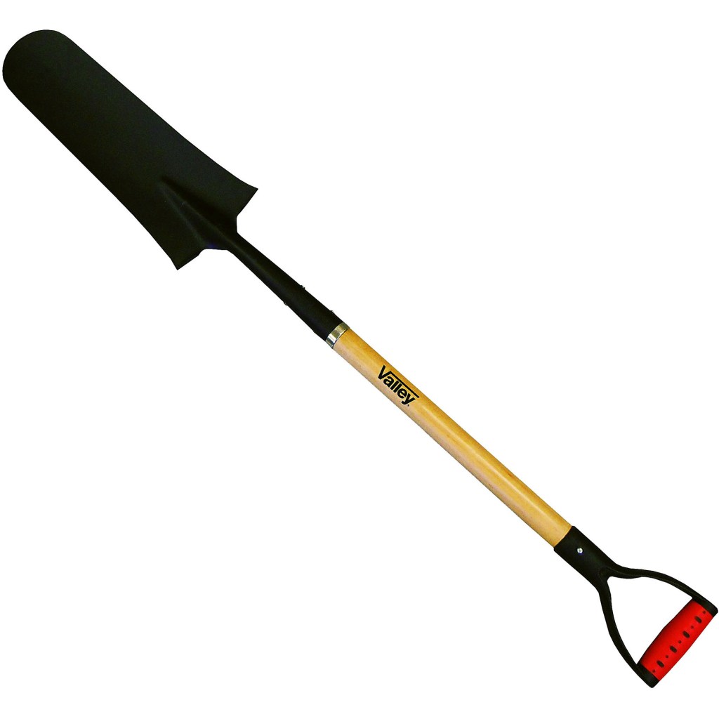 16" DRAIN SHOVEL, 30" D-GRIP WOOD HANDLE