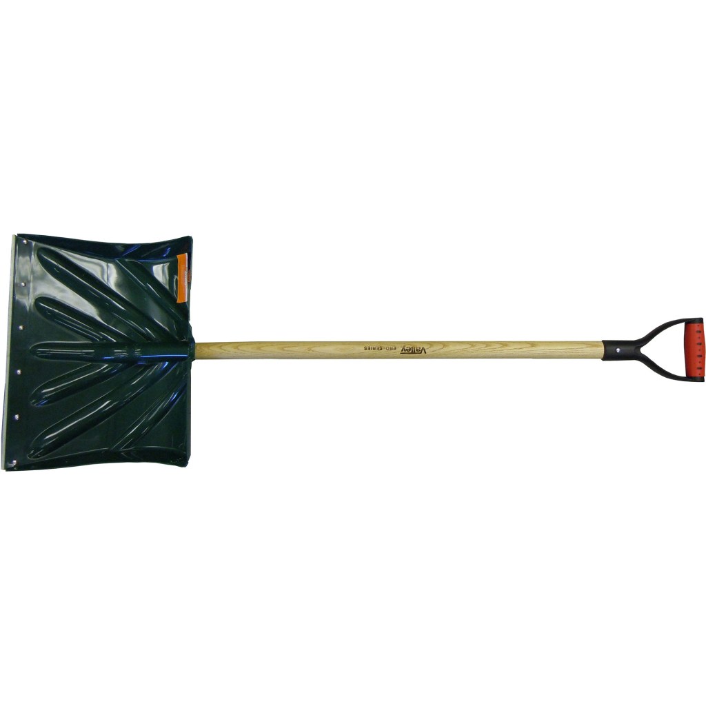 18" X 13.75" SNOW SHOVEL, 52" WOOD HANDLE