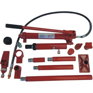 10 TON HYDRAULIC PORTA POWER,  2 WHEEL ROLLING PVC BOX