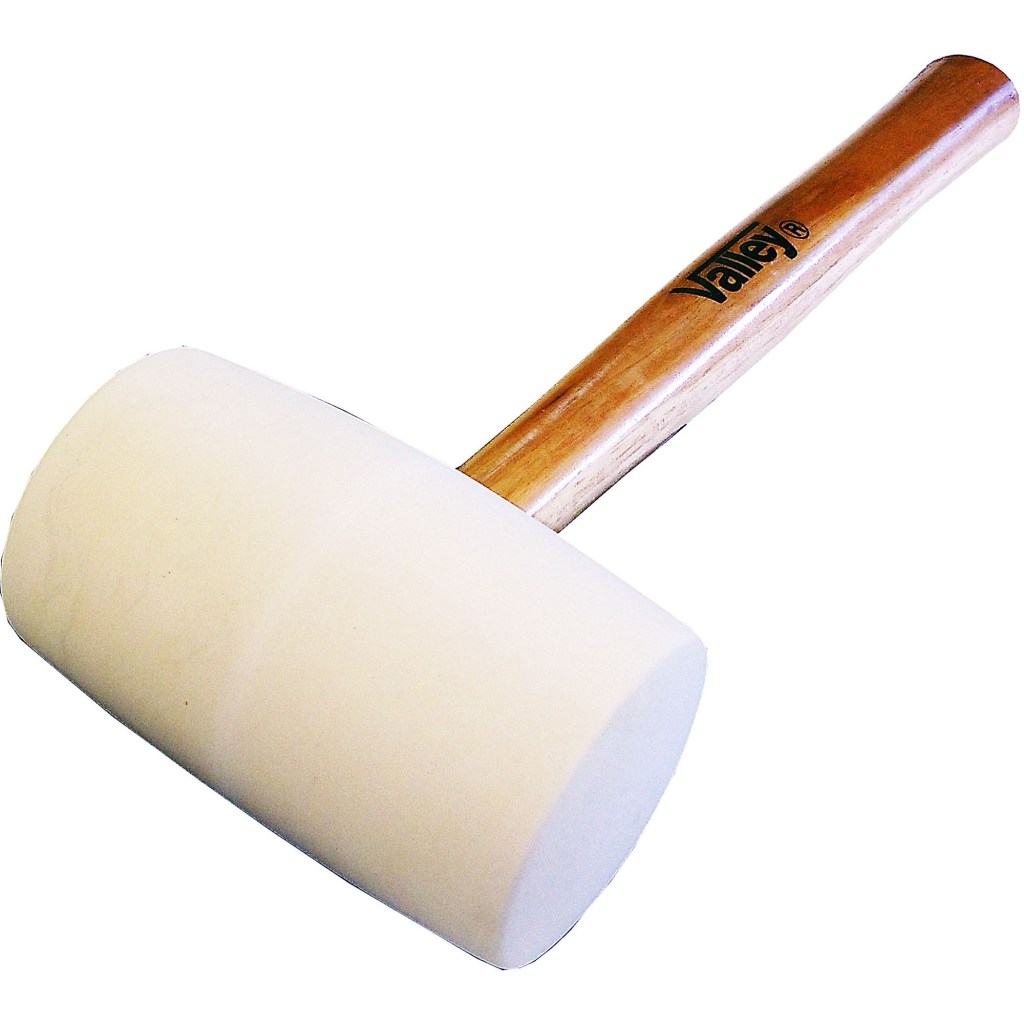 12 OZ. WHITE RUBBER MALLET, WOOD HANDLE