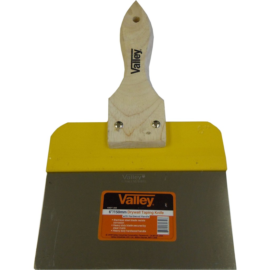 6" STAINLESS STEEL DRYWALL TAPING KNIFE,  WOOD HANDLE