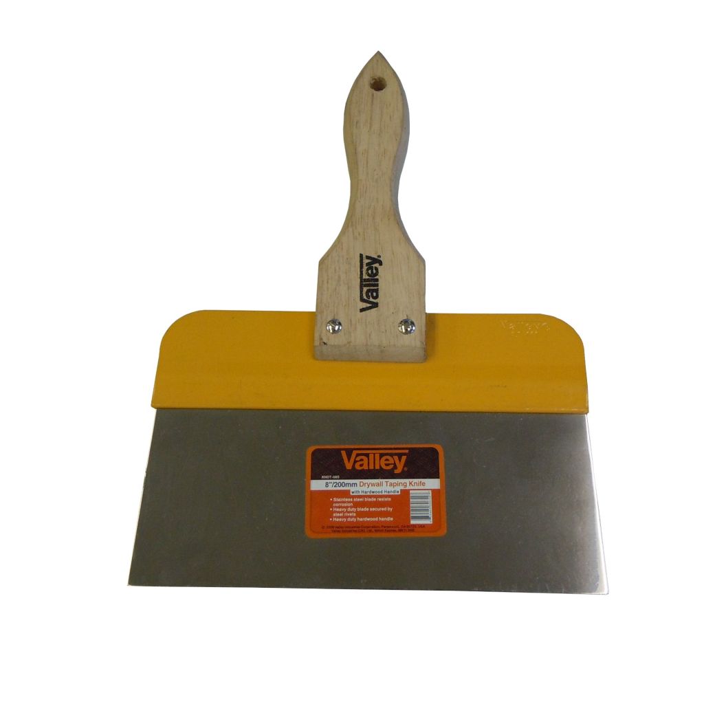 8" STAINLESS STEEL DRYWALL TAPING KNIFE,  WOOD HANDLE