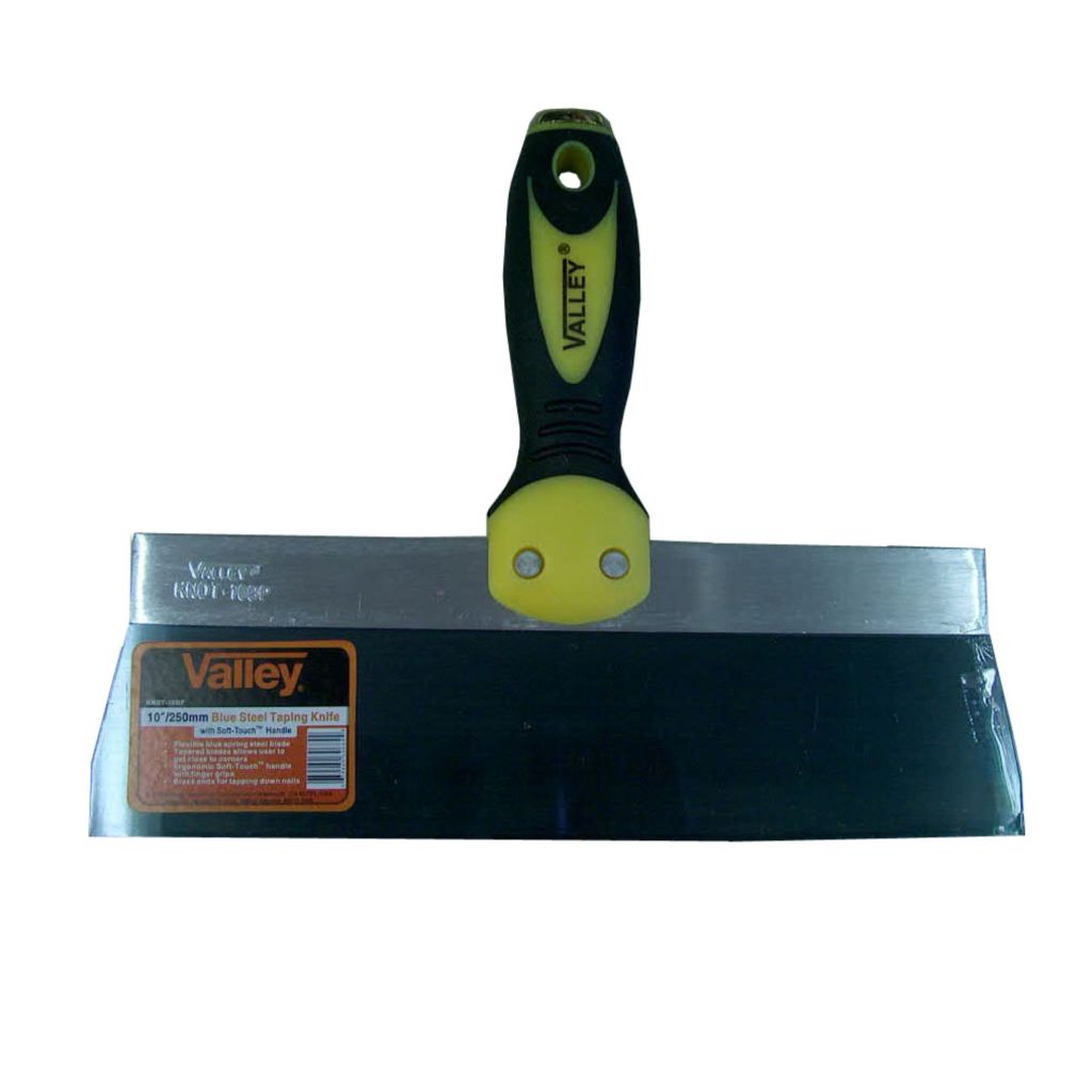 10" BLUE STEEL DRYWALL TAPING KNIFE, SOFT-TOUCH™ HANDLE