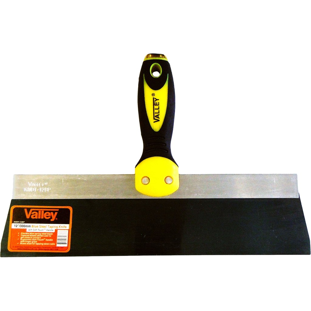12" BLUE STEEL DRYWALL TAPING KNIFE, SOFT-TOUCH™ HANDLE