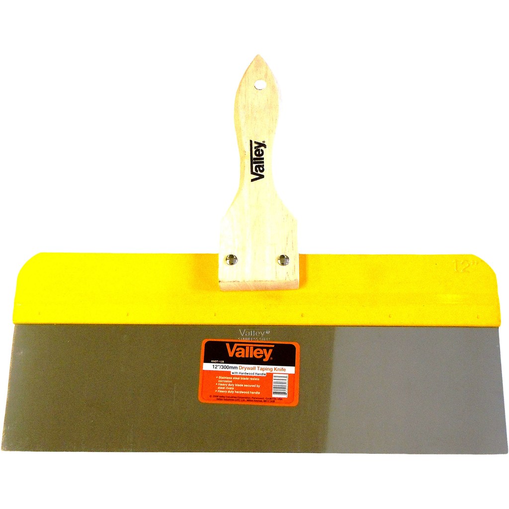 12" STAINLESS STEEL DRYWALL TAPING KNIFE,  WOOD HANDLE