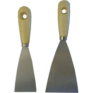 2 PC. PUTTY KNIFE SET, CARBON STEEL BLADE, WOOD HANDLE