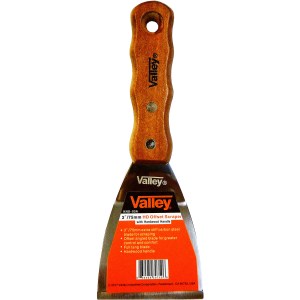 3" HD SCRAPER, STIFF STAINLESS OFFSET BLADE, WOOD HANDLE
