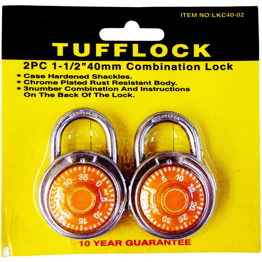 2 PC. 40 MM. COMBINATION LOCK, DIAL TYPE, SAME COMBO.