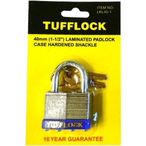 1 PC. 40 MM. LAMINATED LOCK, CARDED
