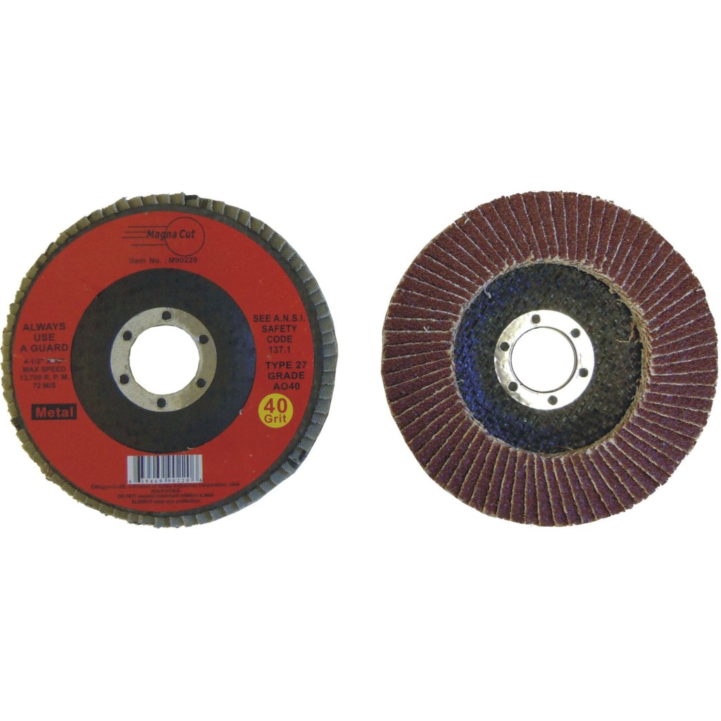 MAGNA FLAP DISC, 4.5" TYPE 27, ALUMINUM OXIDE - 40 GRIT, 7/8" ARBOR