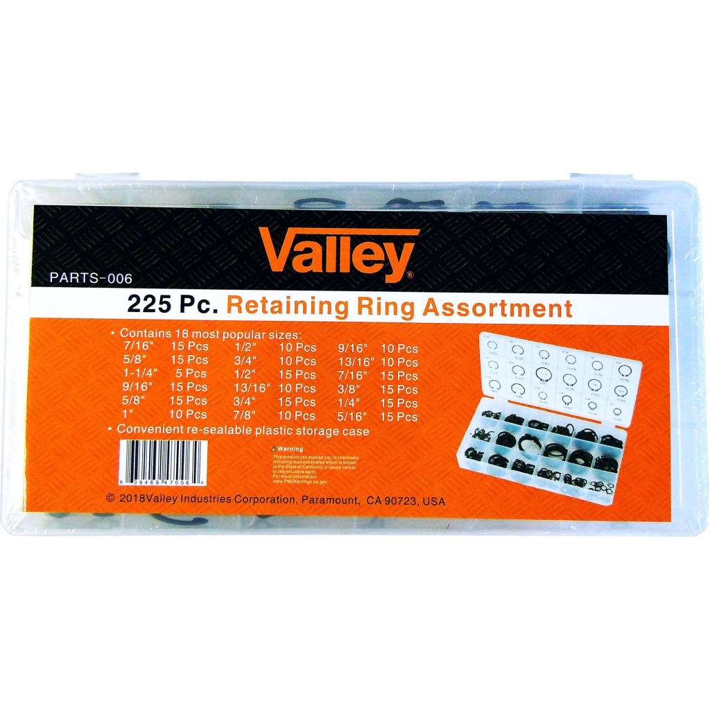 225 PC. RETAINING RING ASSORTMENT